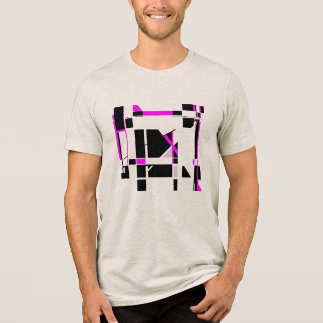Magenta Black Gameboard Geometric MCM Look Large Tri-Blend Shirt (Front)