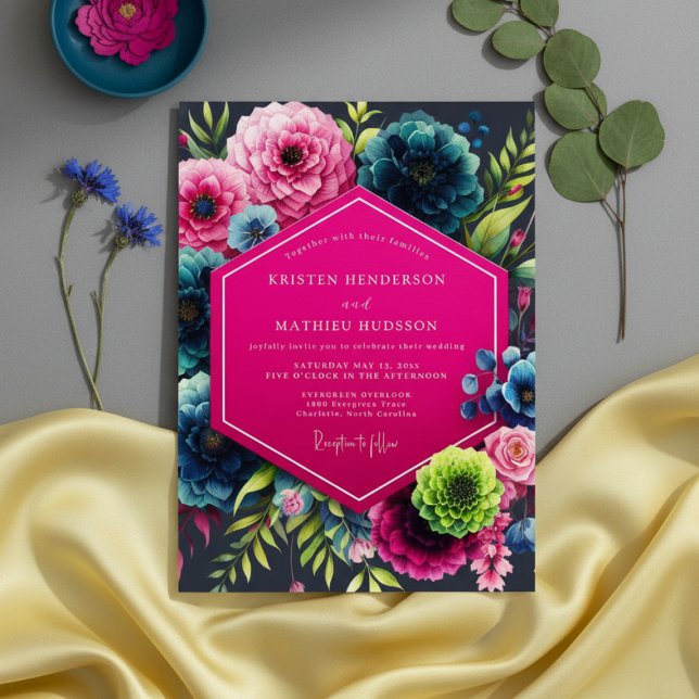 Magenta Bloom Moody Wedding Invitation (Creator Uploaded)