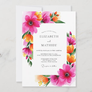 Magenta Bloom Whimsy Wedding Invitation
