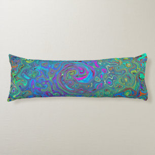 Magenta, Blue and Sea Foam Green Retro Swirl Body Pillow