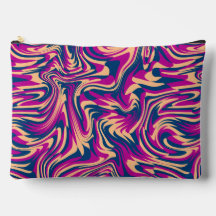 Magenta Blue Beige Abstract Fluid Wave Swirls