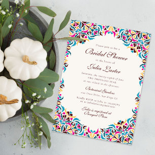 Magenta Blue Whimsical Flora Mandala Bridal Shower Invitation