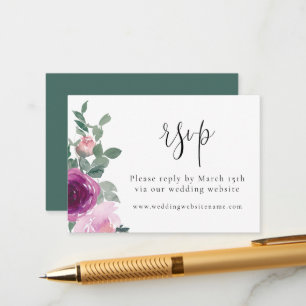 Magenta Blush Pink Floral White RSVP Enclosure Card