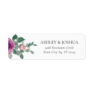Magenta Blush Pink Floral White Wedding Address