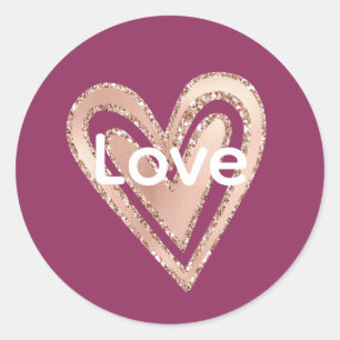 Magenta Blush Pink Heart Love Classic Round Sticker