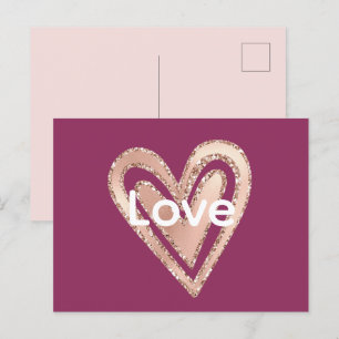 Magenta Blush Pink Heart Love Postcard