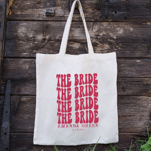 Magenta Boho Trendy Boho Retro Personalized Bride Tote Bag