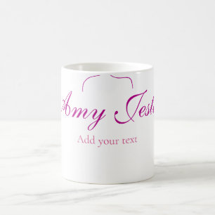 magenta bow name monogram scribble illustration coffee mug
