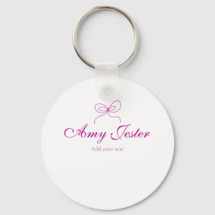 magenta bow name monogram scribble illustration keychain