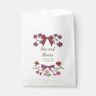 Magenta Bows and Blossoms Boho Wedding Favour Bag