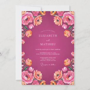 Magenta Brilliant Summer Wedding Invitation