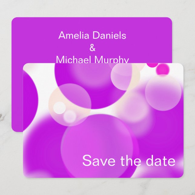 Magenta Bubble Save The Date (Front/Back)