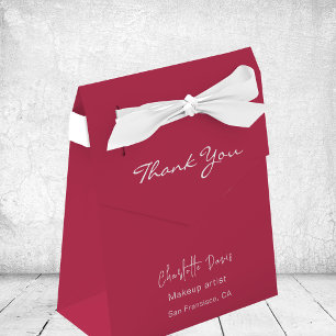 Magenta burgundy business QR code Instagram Favor Box