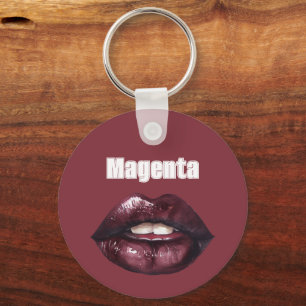 Magenta Burgundy Red Lips Keychain
