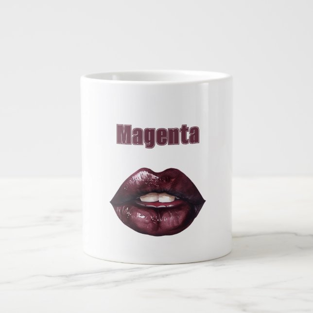 Magenta Burgundy Red Lips Large Coffee Mug (Front)