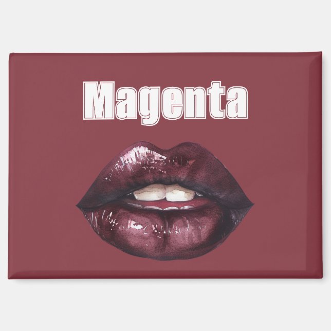 Magenta Burgundy Red Lips   Magnet (Front)