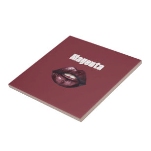 Magenta Burgundy Red Lips Tile