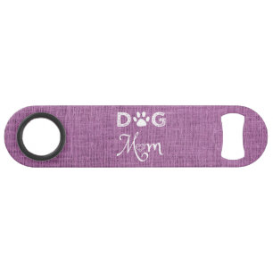 Magenta Burlap Chien Maman Bouteille en acier Ouve