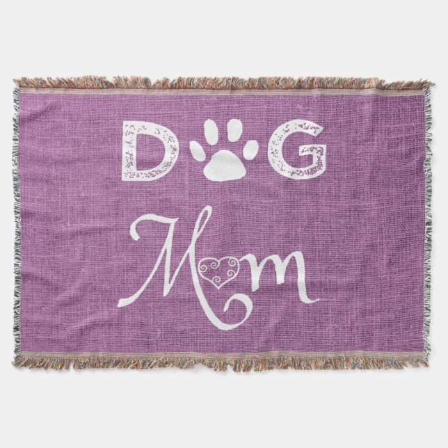 Magenta Burlap Chien Maman Jeter La Couverture (Devant)