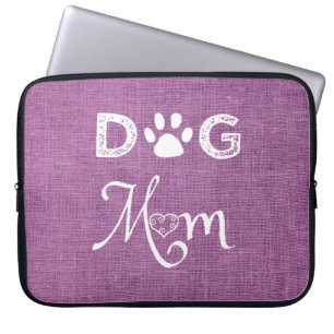 Magenta Burlap Dog Mom Laptop Sleeve