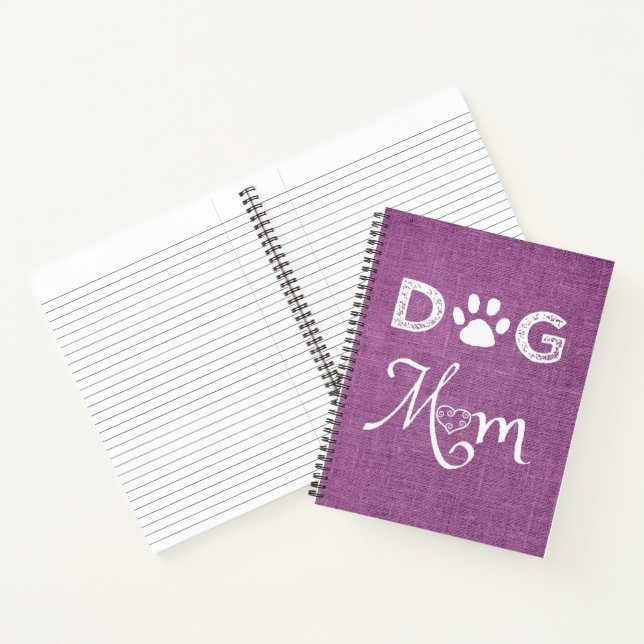 Magenta Burlap Dog Mom Notebook (Inside)