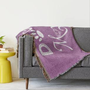 Magenta Burlap Dog Mom Throw Blanket