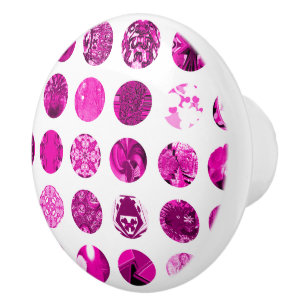 Magenta Busy Polka Dots Ceramic Knob