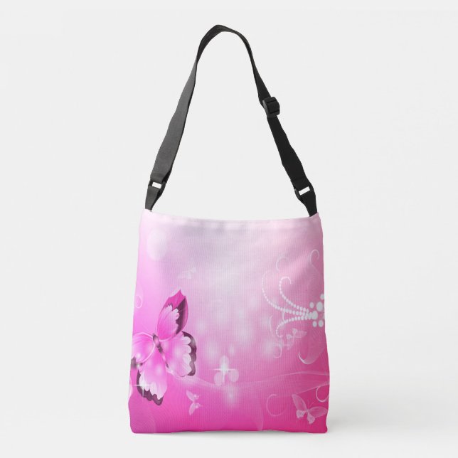 Magenta Butterfly Crossbody Bag (Back)