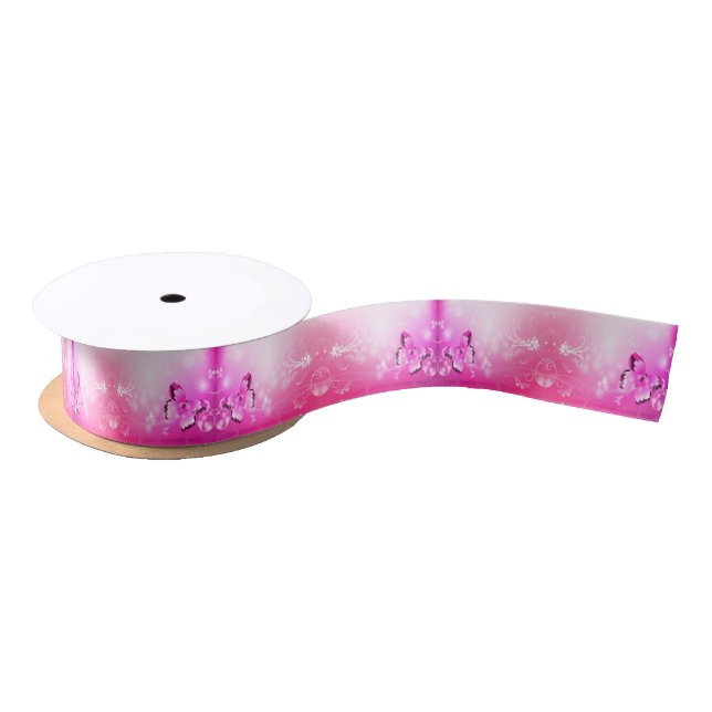 Magenta Butterfly Satin Ribbon (Spool)