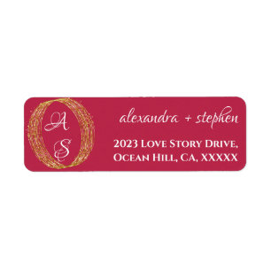 Magenta Calligraphy Couple Name Monogram Wedding