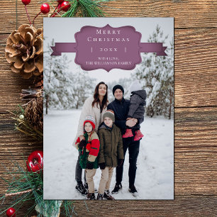 Magenta Carte photo moderne et simple de Noël