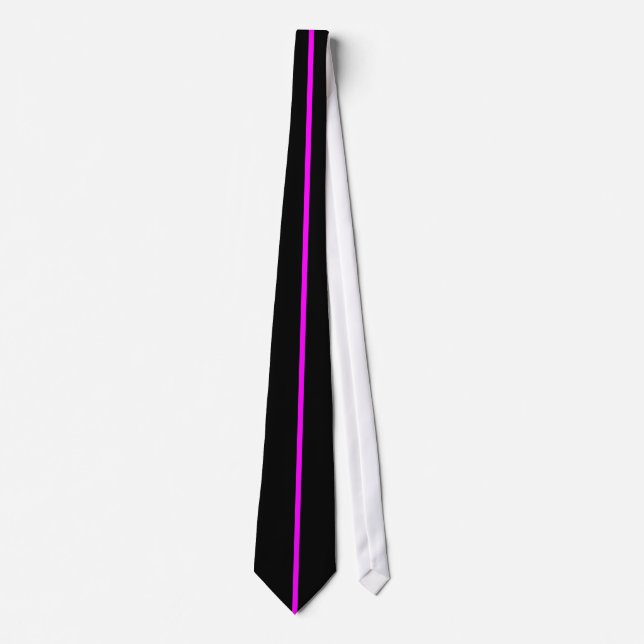 Magenta Centred Thin Vertical Line on Black Tie (Front)