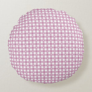 Magenta Checks Round Pillow
