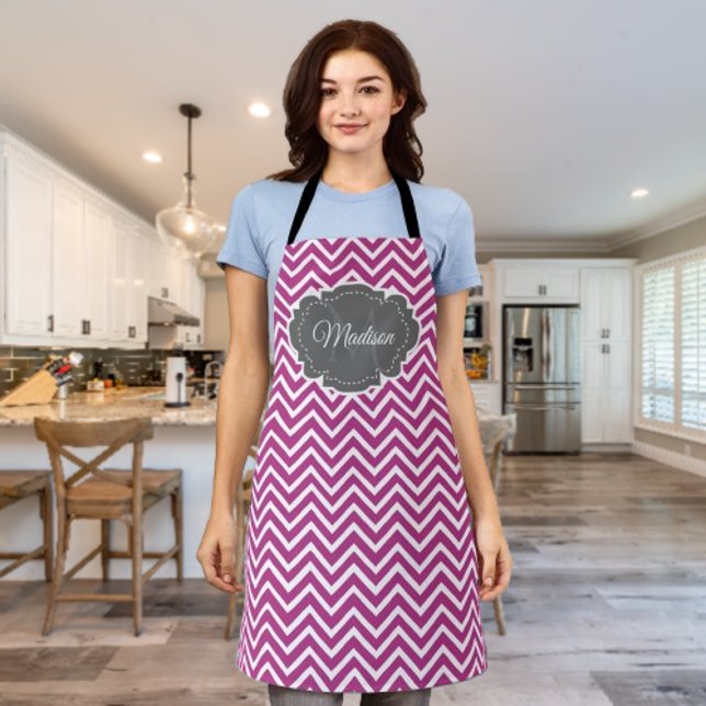 Magenta Chevron Personalized Apron (Magenta Chevron Personalized Apron)