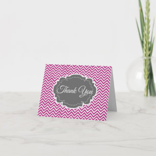Magenta Chevron Personalized Folded Thank You Card