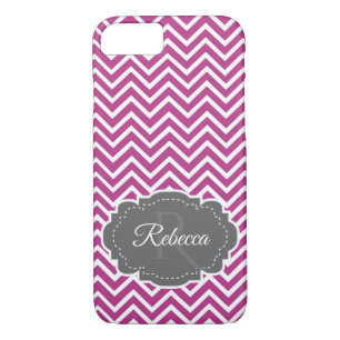 Magenta Chevron Personalized iPhone Case