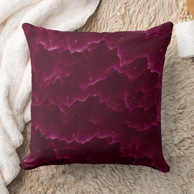  Magenta Clouds Magic Waves Fractal Art Throw Pillow (Blanket)