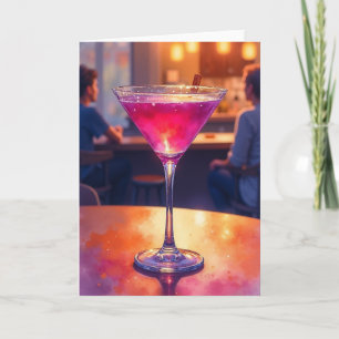 Magenta Cocktail Birthday Card