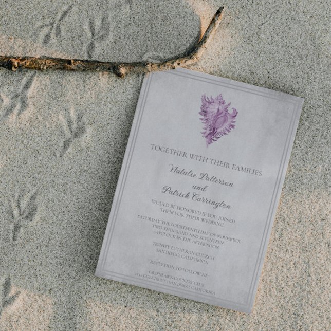 Magenta Conch Shell Faire-part de mariage (Magenta Conch Shell Wedding Invitation)