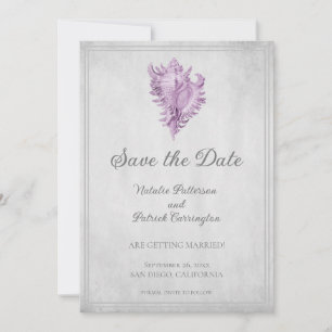 Magenta Conch Shell Save the Date Invite