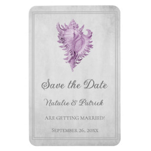 Magenta Conch Shell Save the Date Magnet