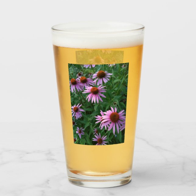 Magenta Cone Flower Glass Cup (Front Filled)