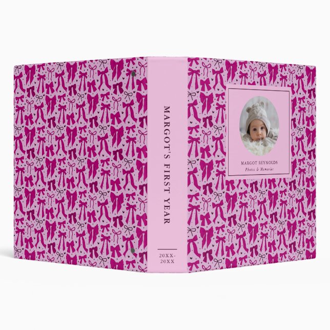 Magenta Coquette Bows Baby Photo Album Binder (Background)