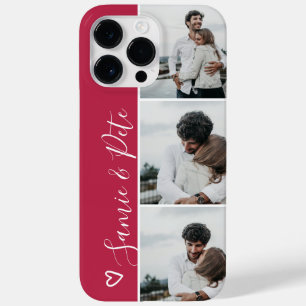Magenta couple names 3 photos collage grid Case-Mate iPhone 14 pro max case