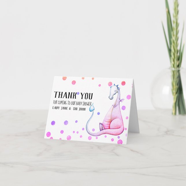 *~* Magenta Cute Dragon Baby shower Merci (Devant)
