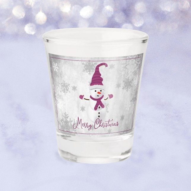 Magenta Cute Snowman Verre de tir (Magenta Cute Snowman Holiday Shot Glass)