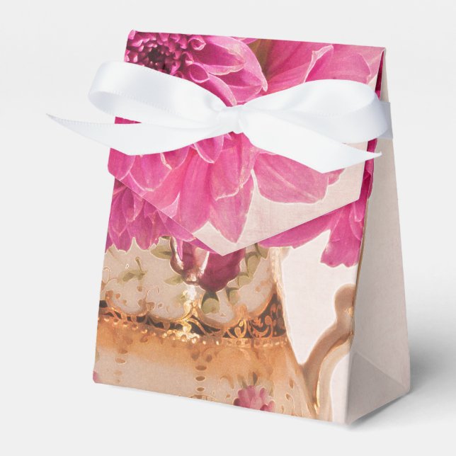 Magenta Dahlias Favor Box (Front Side)