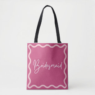 Magenta Dark Pink Wavy Aesthetic Bridesmaid  Tote Bag