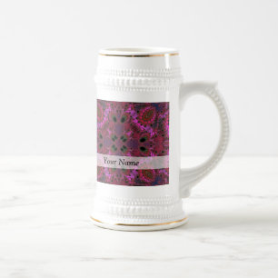Magenta digital fractal pattern beer stein