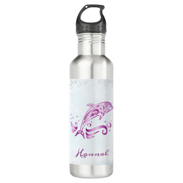 Magenta Dolphin Personalized 710 Ml Water Bottle (Front)